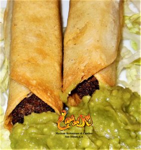 Two Taquitos (beef or chicken)  with guacamole 